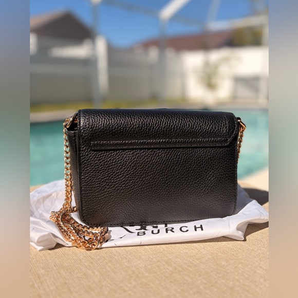 NWT Tory Burch Olivia Shoulder Crossbody Leather Mini Bag Black with Gold Chain - Picture 8 of 17